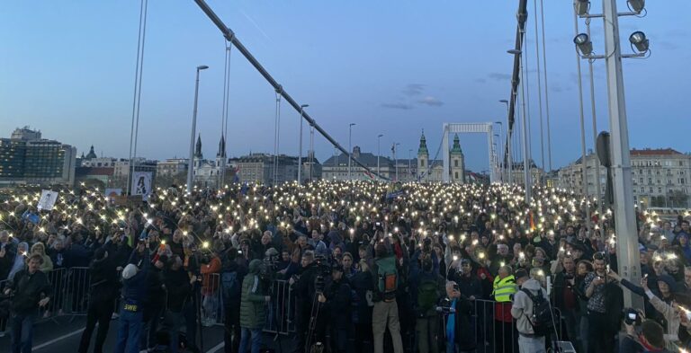 elisabeth bridge Budapest protest